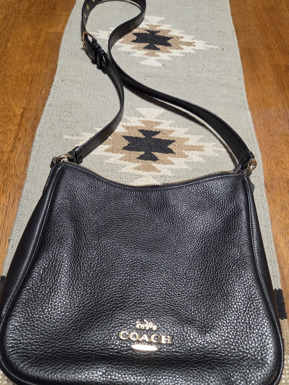 COACH Black Pebbled Leather Crossbody Bag